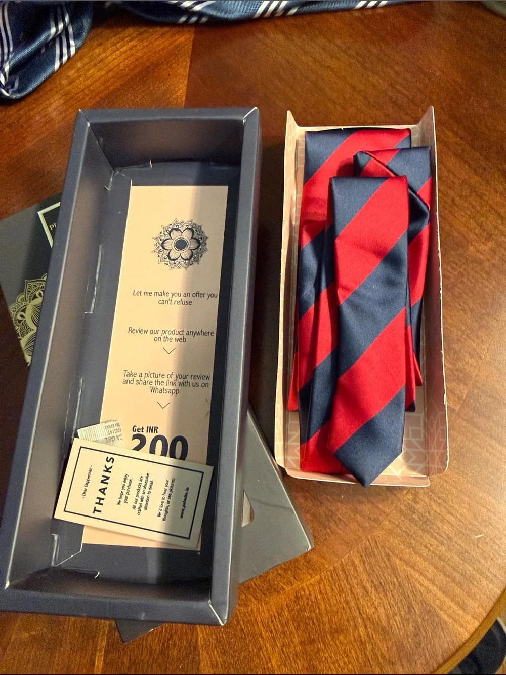 Red and Navy Striped Men's Pocket Square